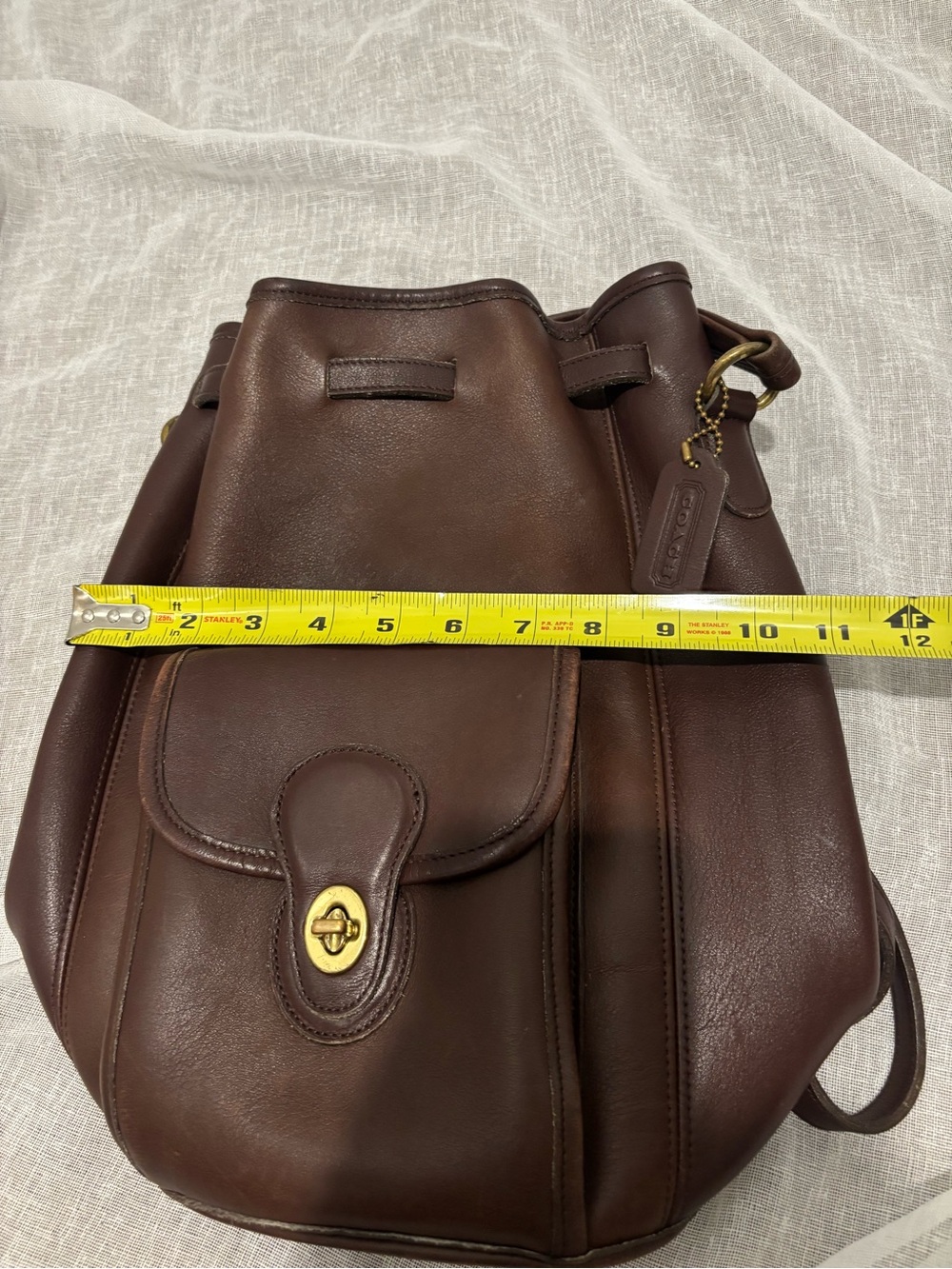 Vintage COACH Brown Leather Sling Handle Daypack Backpack 9992 - Picture 3 of 10